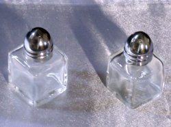 Salt & Pepper Mini Glass Silver Top Shaker Set