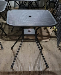 Patio Table Square Dark Grey Mesh